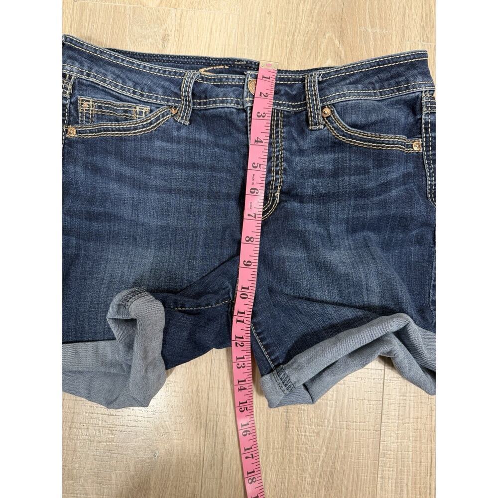 Seven7 Women’s Dark Wash Denim Shorts Size 10 Cuffed Stretch Jean Shorts - Picture 11 of 11